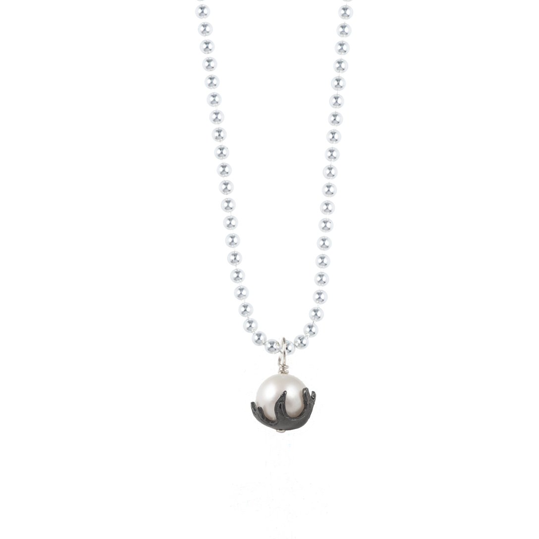 [Pearls Before Swim] PENDANT シルバー925 Pearl drop pendant necklace with flame setting — JASON Le COMPTE